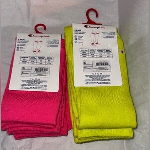 Champion Neon Yellow and pink over the shin Socks